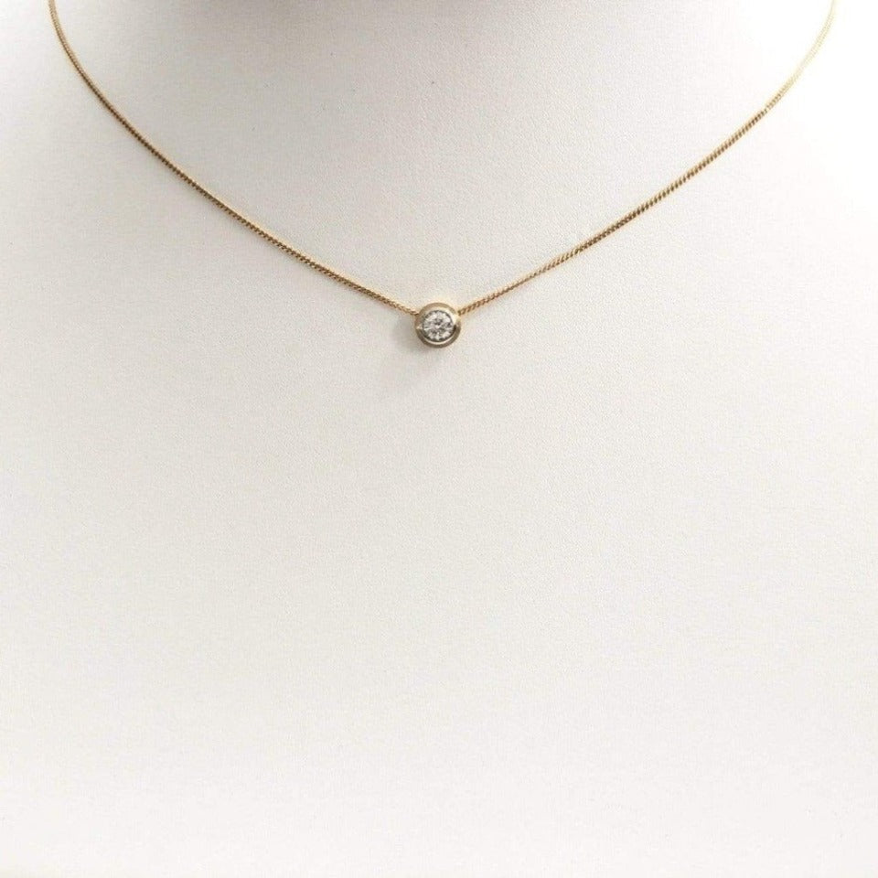 Series 8 - Simplicity | Bezel, Solitaire Pendant in 18k, Platinum + .25 ct. Diamond