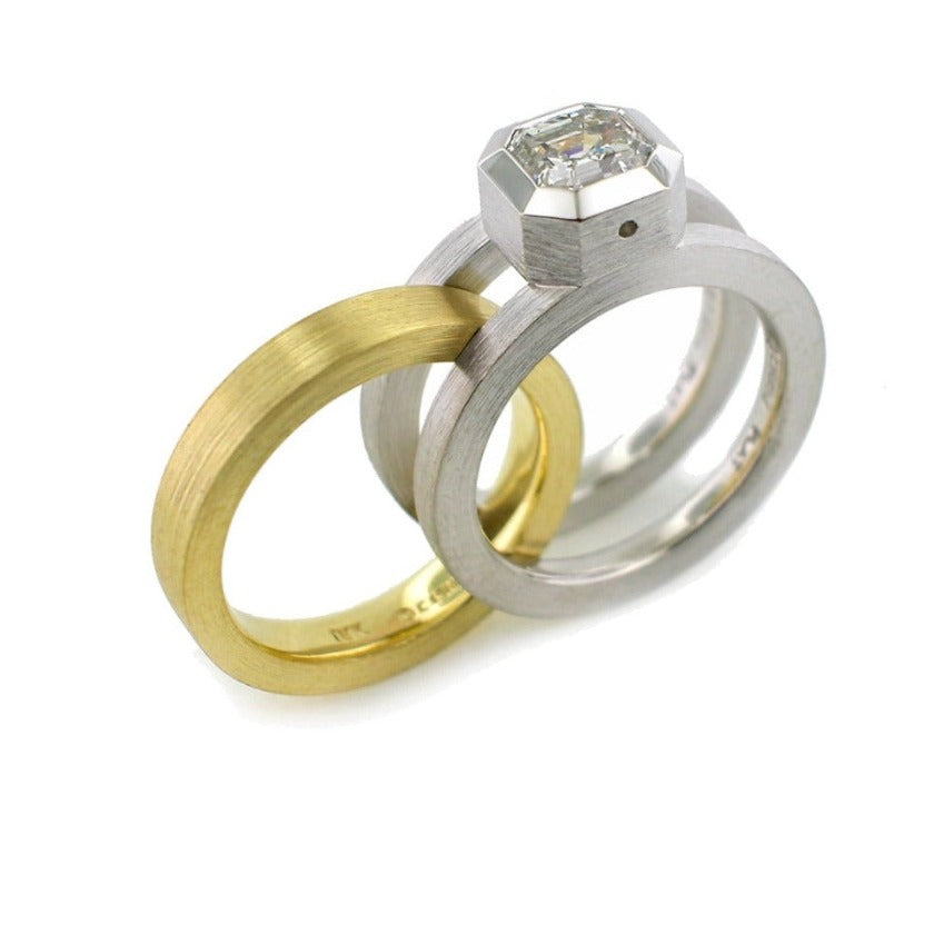 Custom Series 14 - Parallel | Wide Band, Asscher Wedding Ring Set