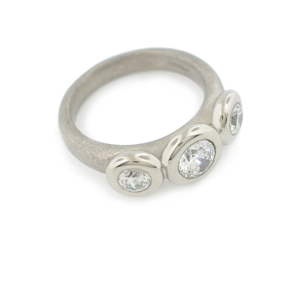 Series 41 - Arc | 3 Stone Engagement Ring, Palladium Mounting