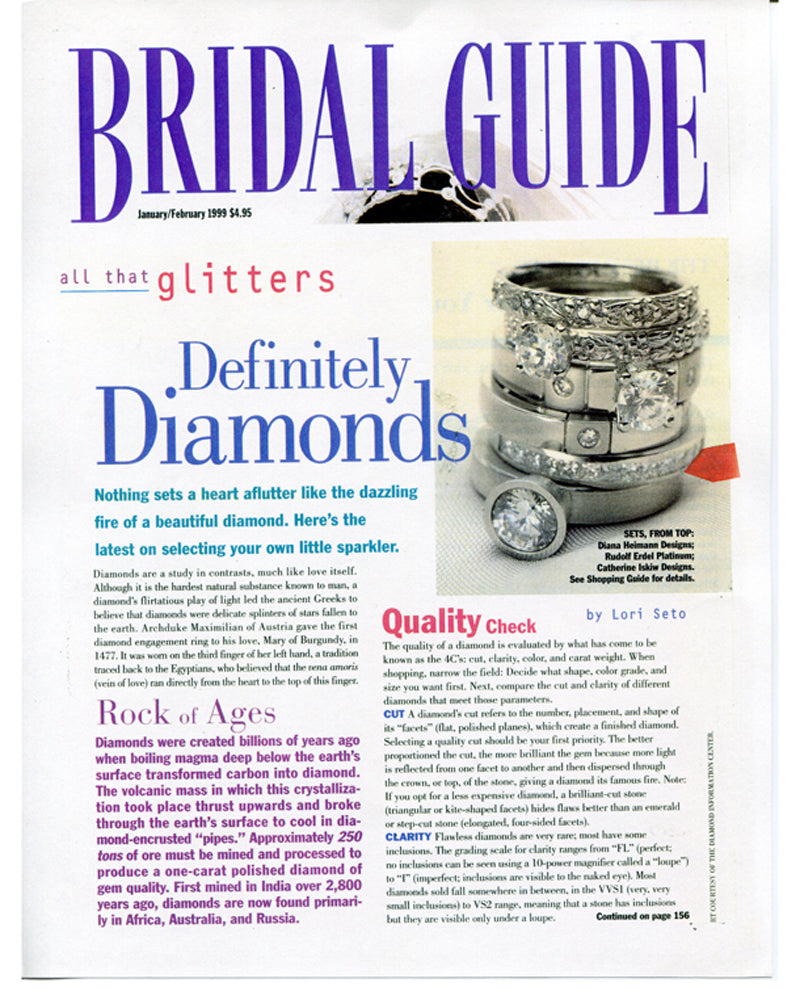 Press photo in Bridal Guide for Series 16 Engagement Ring.