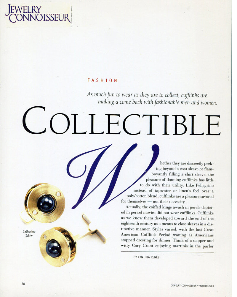 Article from Jewelry Connoisseur showing my Series 3 cufflinks.