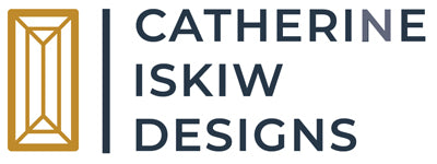 Logo for Catherine Iskiw Designs with baguette shape.
