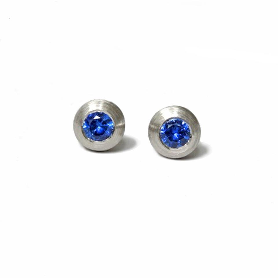 Series 12 - Duality | Stud Earring, Plat. + Diamond or Sapphire (SML)