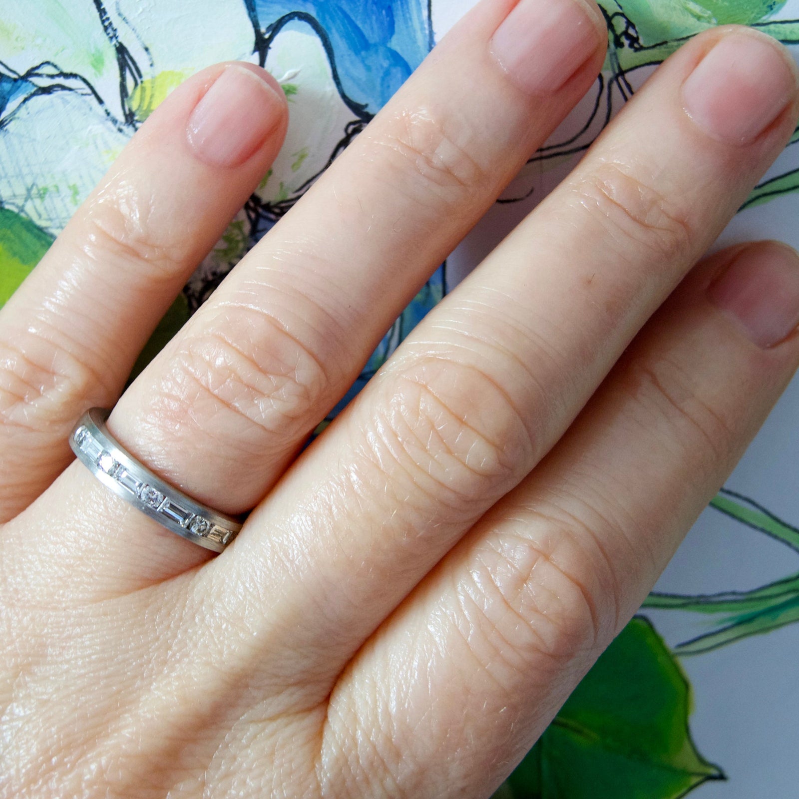 Series 16 - Element | Wedding Band, Plat. + Dia. Baguette, Round (SZ 6.5)