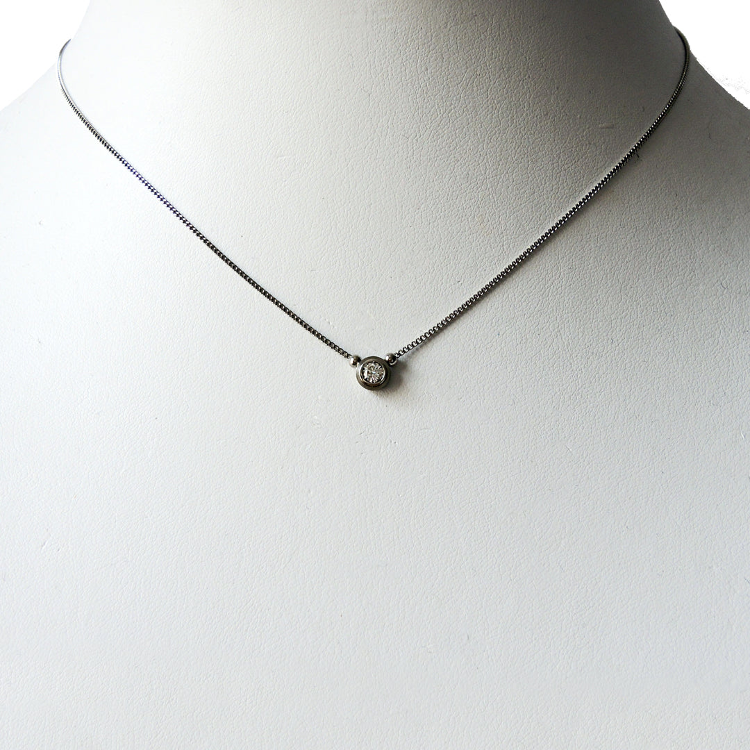 Series 8 - Simplicity | Double  Bezel, Solitaire Pendant in Platinum, Beads + .15 ct. Diamond