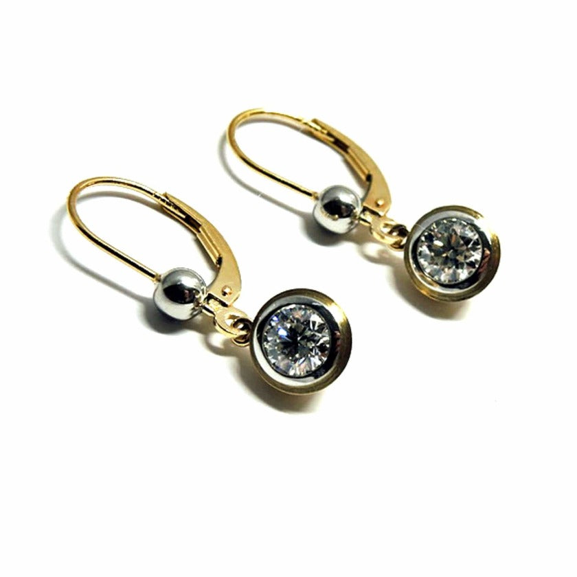 Custom Series 8 - Simplicity | Leverback Earring, Bezels, 18k, Pt. , 5 mm Diamonds