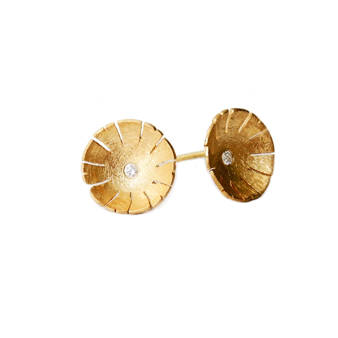 Series 39 | Flower Stud Earring, Concave, 18k + .03 tcw. Diamond