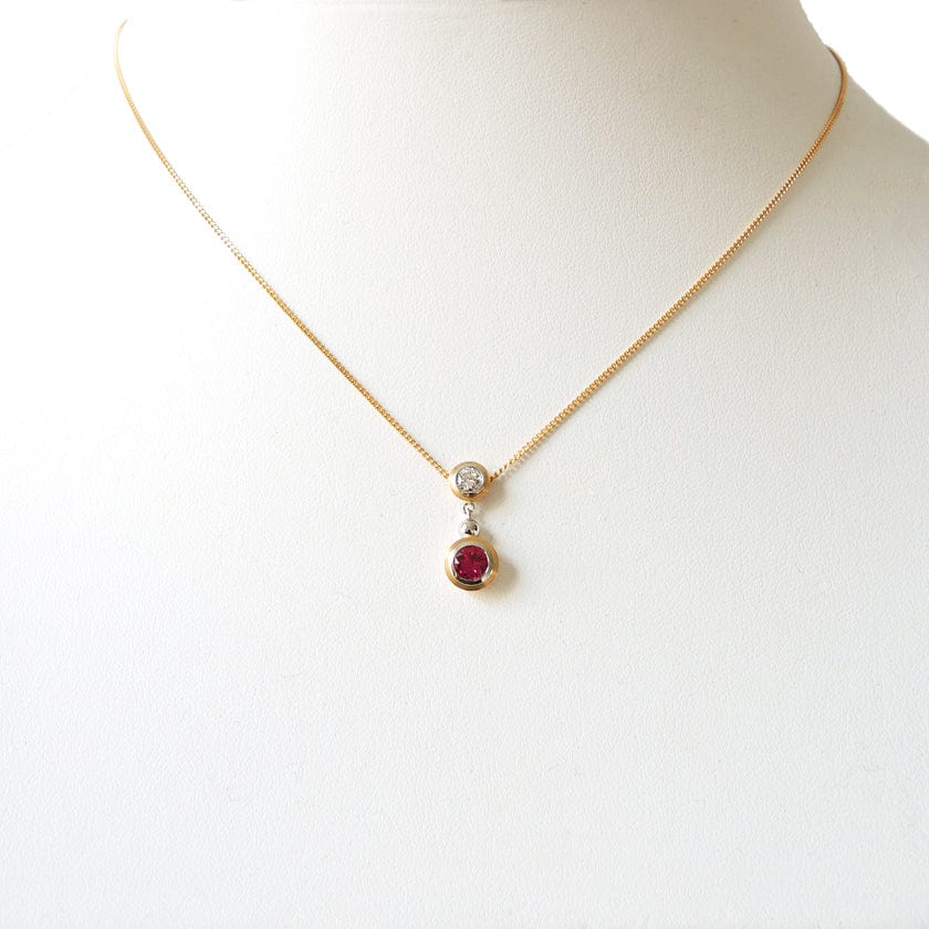 Series 8 | Simplicity Bezel, Pendant in 18k, Platinum, Diamond + Ruby