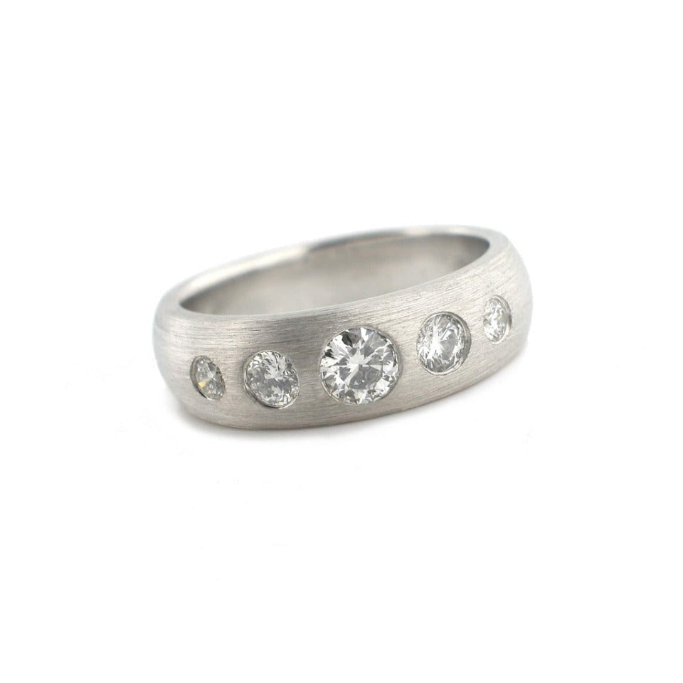 Series 19 - Domed | Wedding Band, Palladium + .55 ct. Diamonds (SZ 6.75)