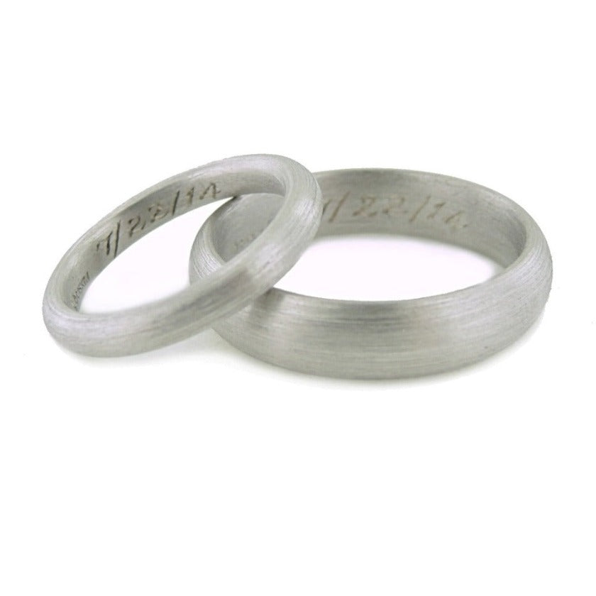 Custom Series S19 - Domed | Wedding Bands, 18k White Gold, 3 mm + 5 mm