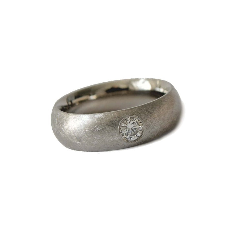 Series 19 - Domed | Wedding Band in Palladium + .20 ct. Diamond (SIZE 6.5)