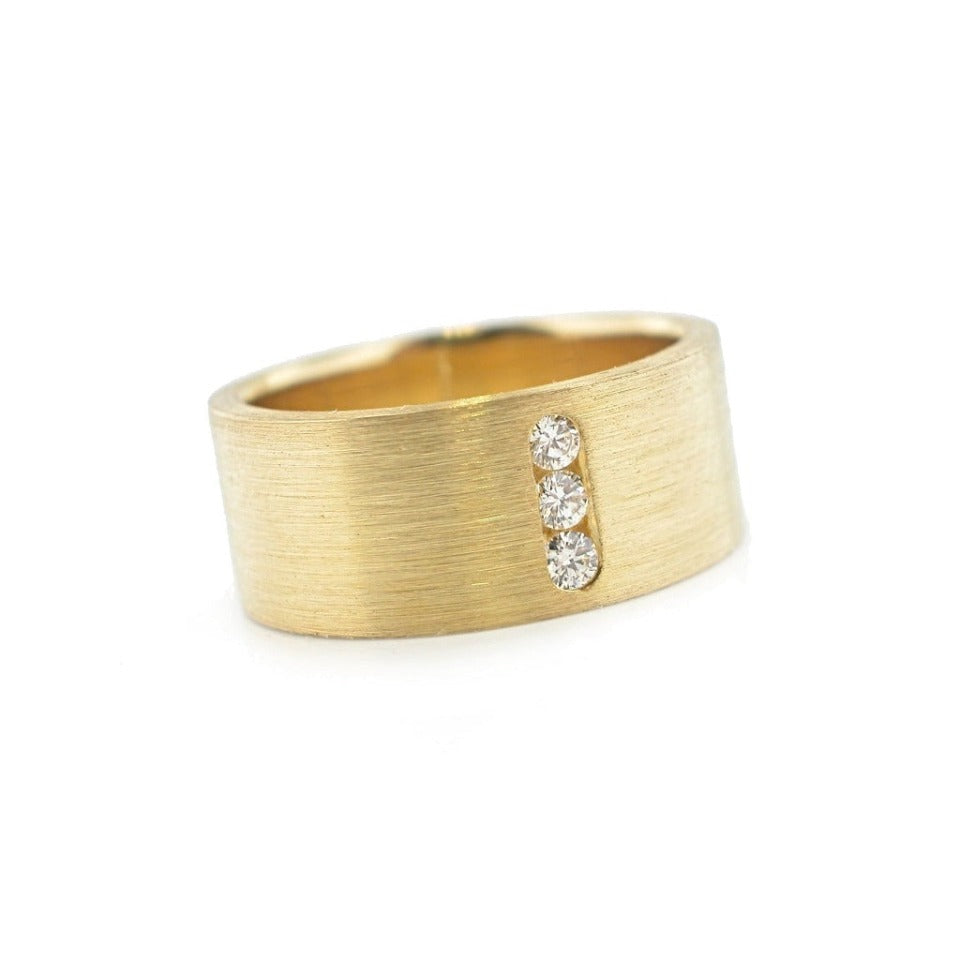 Series 18 - Flat | Wedding Band, 18k + 3 x .035ct Dia.