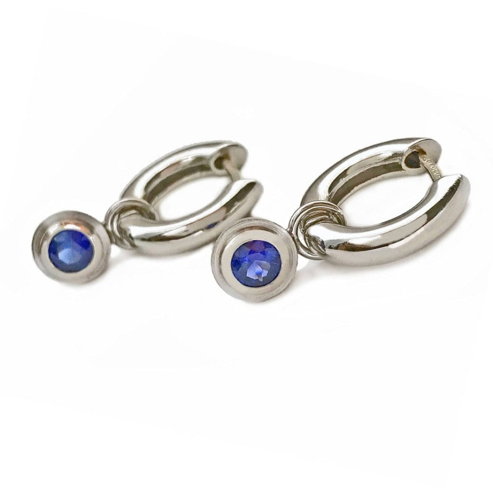 Series 8 - Simplicity | Hinged Hoop Earring, Platinum + Sapphire