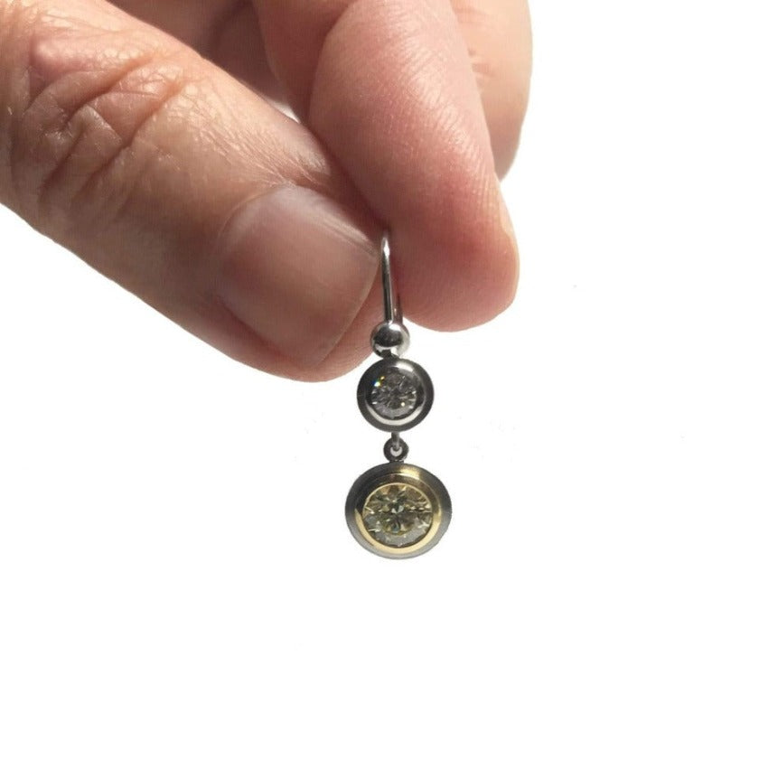 Custom Lever Back Earring | Pt., 18k, Fancy Yellow + White Diamonds