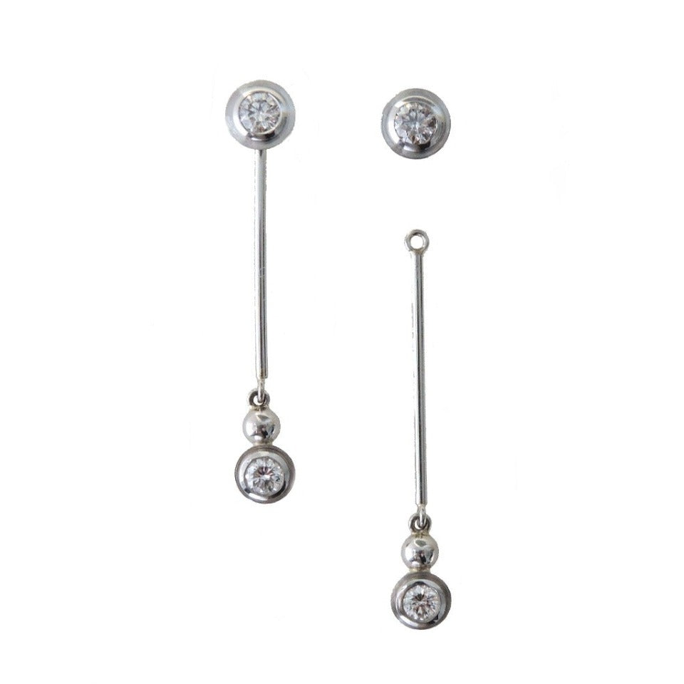 Series 8 - Simplicity | Double Bezel, Bar Earring Jacket for Stud Earrings, Pt. + Dia.
