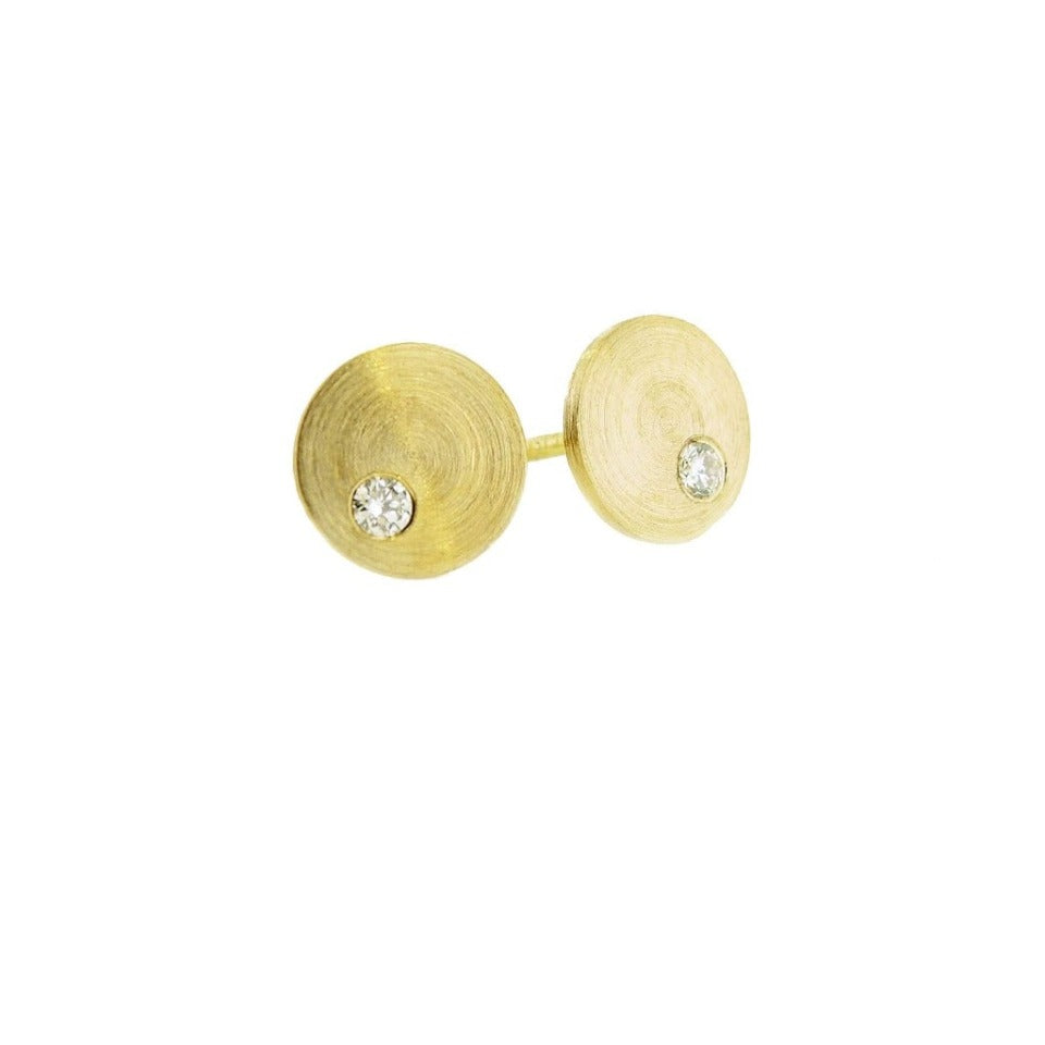 Group 1 - Offset | Disk Stud Earring, 18k + Diamonds (4 SIZES)