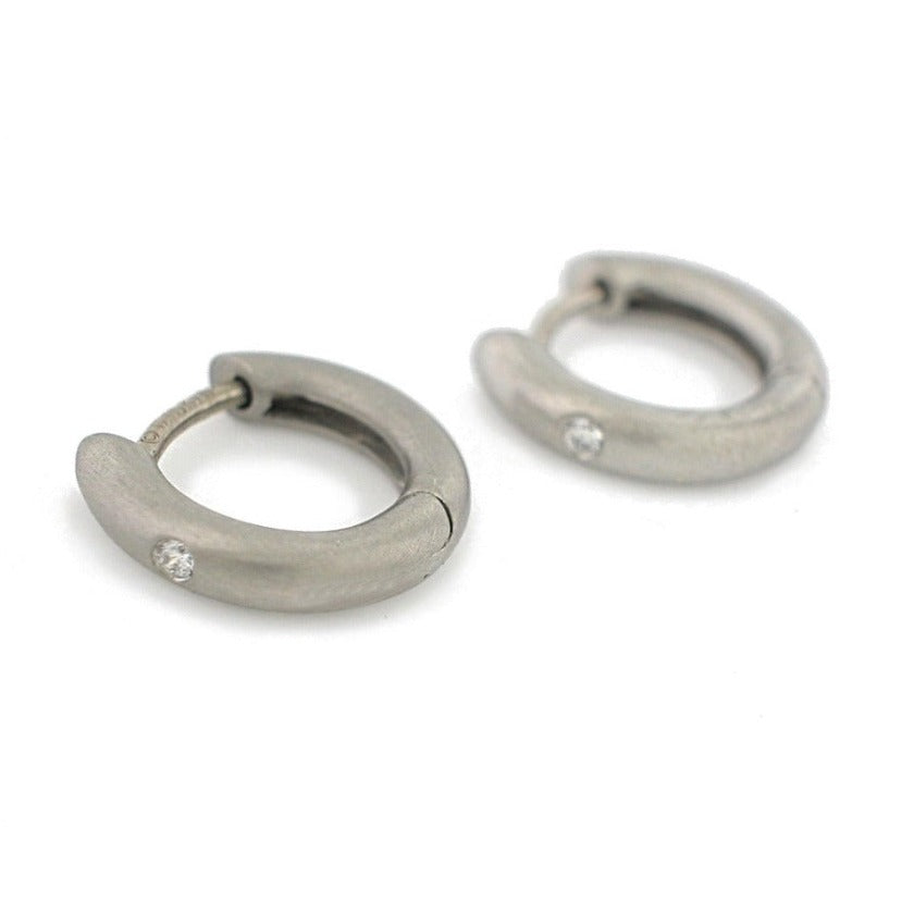Group 2 - Always | Round Hinged Hoop Earring. Pd. + Diamond (SML)