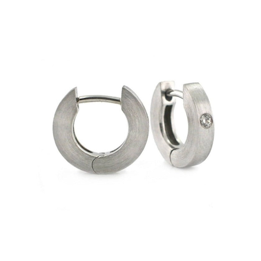 Group 2 - Everyday | Flat Hinged Hoop Earring, Plat. + Diamond (2 SIZES)