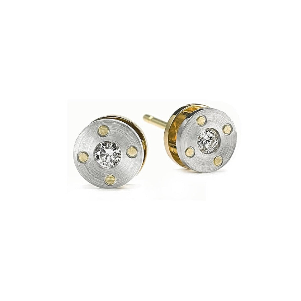 Series 2 - Rivet Stud Earring | Industrial-Style, in Plat., 18k + Diamond
