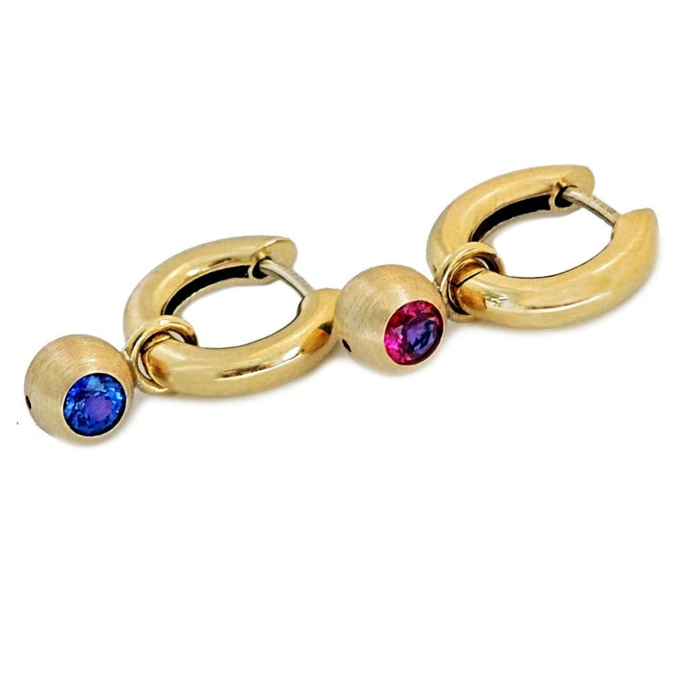 Series 12 - Duality | Hoop Earring, 18k + Blue Sapphire, Ruby (LG)