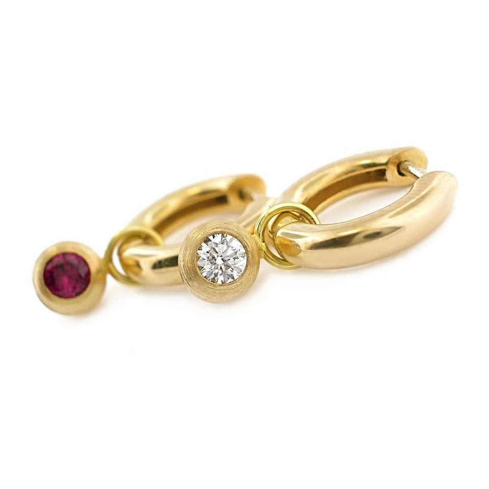 Series 12 - Duality | Hoop Earring, 18k + Diamond, Ruby (MD)
