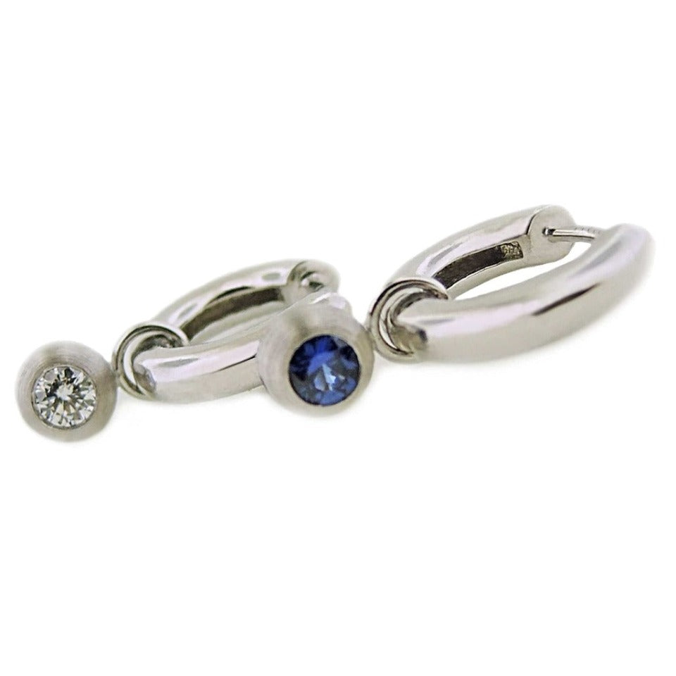 Series 12 - Duality | Hoop Earring, Pt. + Dia., Sapphire (MD)