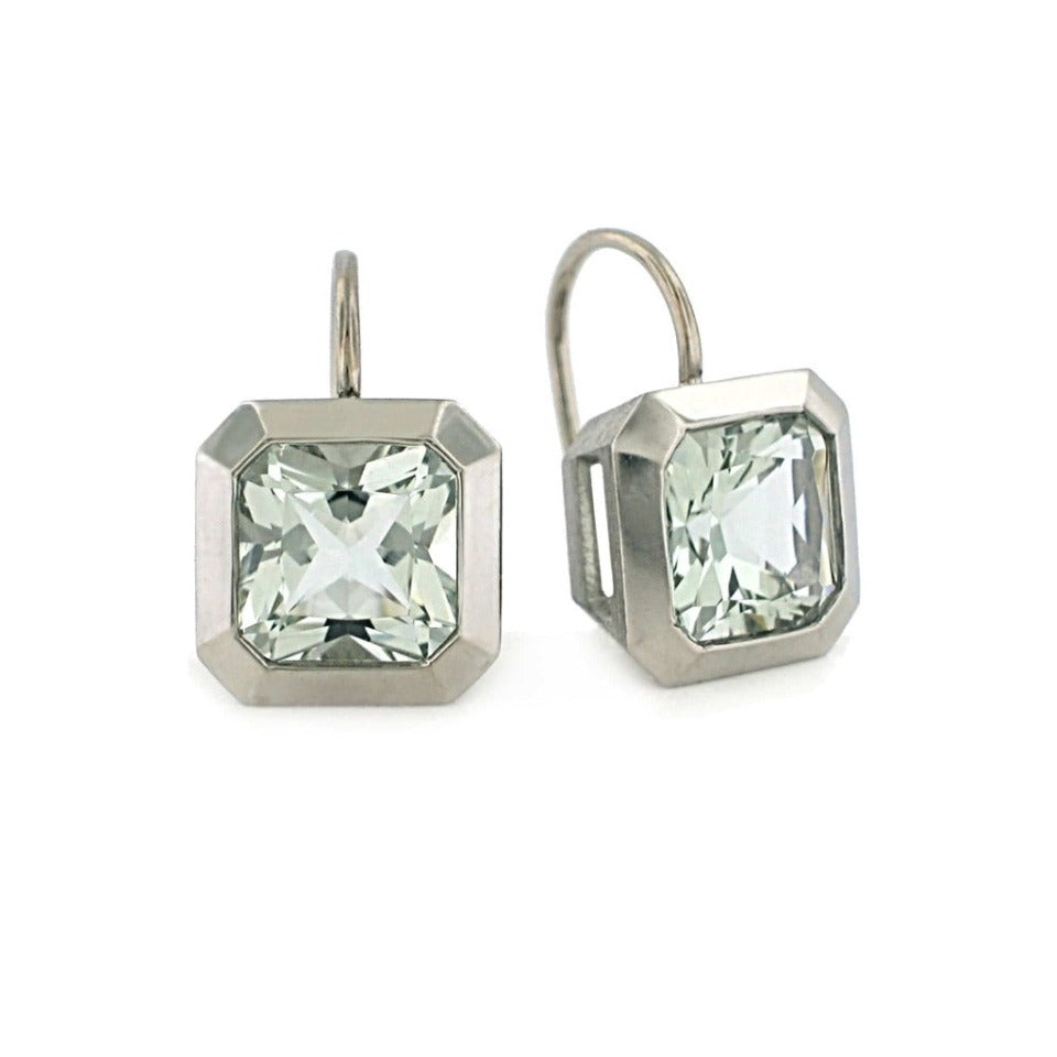 Series 20 | Oblique Grand Ear Wire, Pd. + Green Amethyst (Prasiolite)