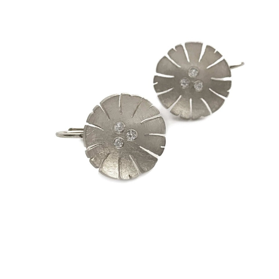 Series 39 - Flower |  Ear Wire, 18k + .09 tcw. Diamond (YL OR WT)