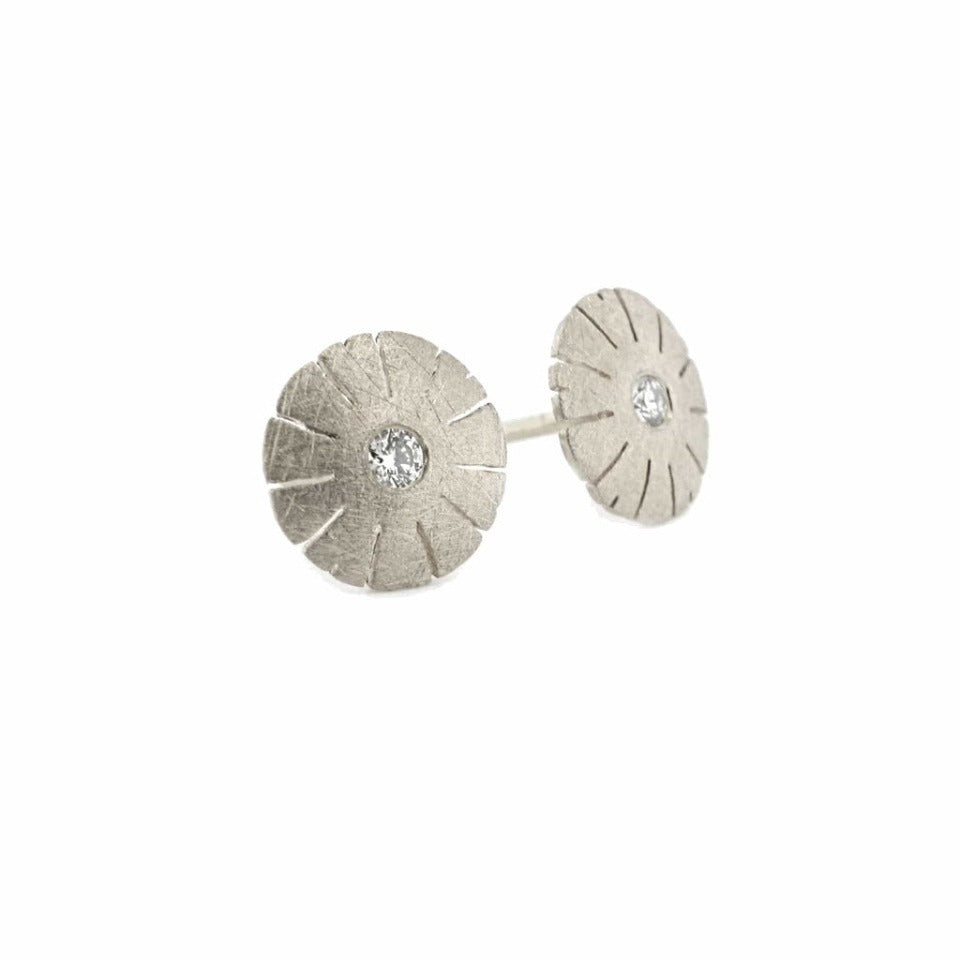 Series 39 - Flower | Stud Earring, Convex, 18k + .07 tcw. Diamond (YL OR WT)