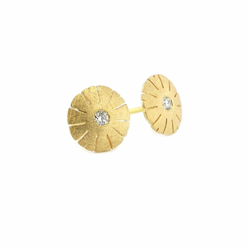 Series 39 - Flower | Stud Earring, Convex, 18k + .07 tcw. Diamond (YL OR WT)