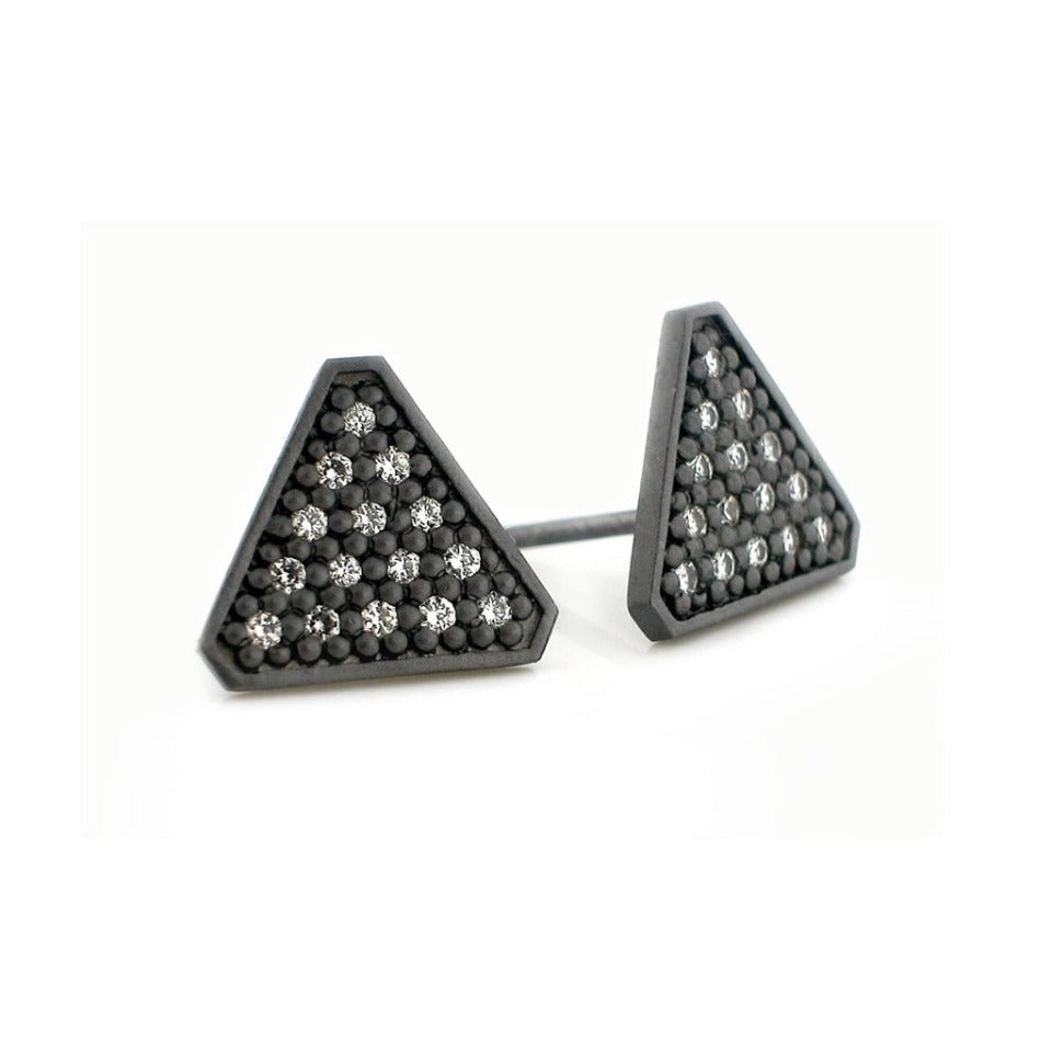 Series 40 - Tri | Stud Earring #2, Blackened Silver + .21 tcw. Diamond