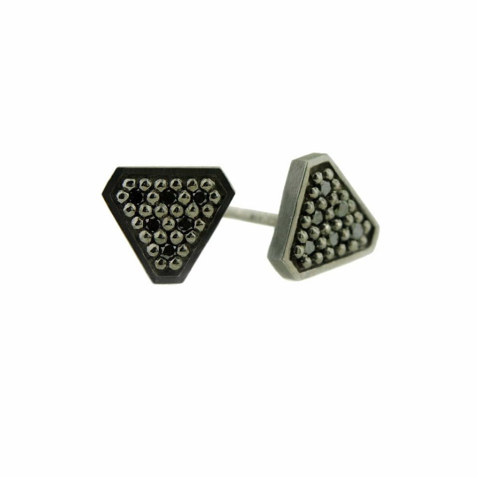 Series 40 - Tri | Stud Earring, Palladium with Black Rhodium + .10tcw. Black Diamond