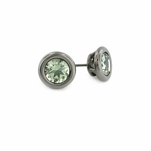 Series 45 - Torus | Stud Earring, Polished Blackened Silver + Quartz or Topaz