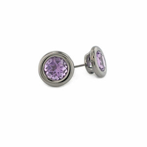Series 45 - Torus | Stud Earring, Polished Blackened Silver + Quartz or Topaz