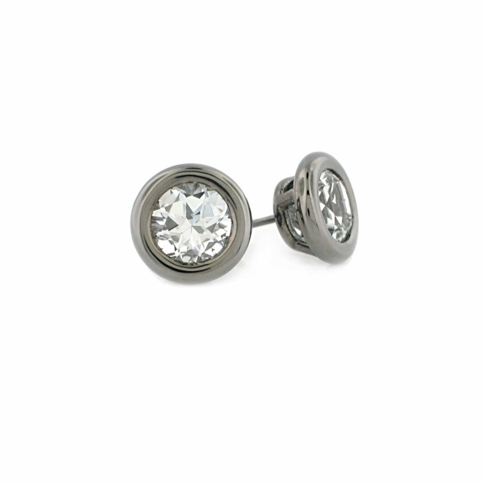 Silver Crystal Large Stud Earrings