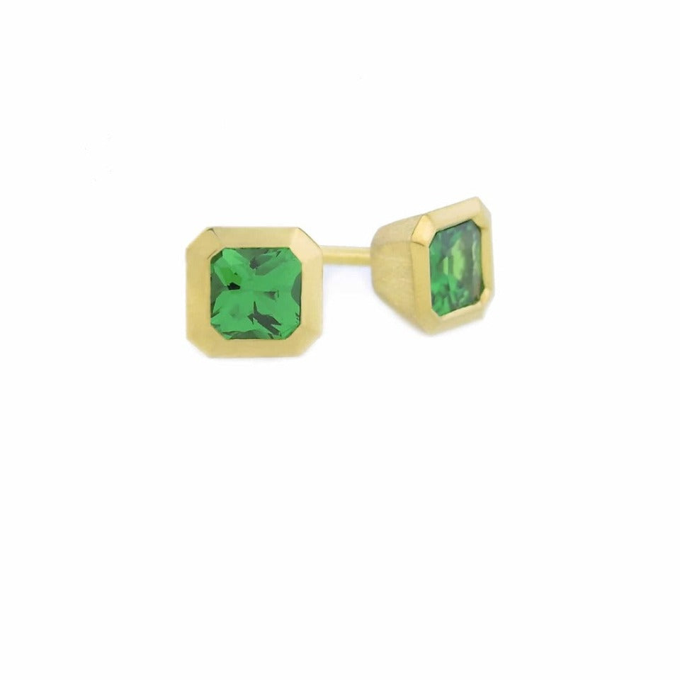 Series 55 - Oblique Fine | Stud Earring, 18k + Tsavorite