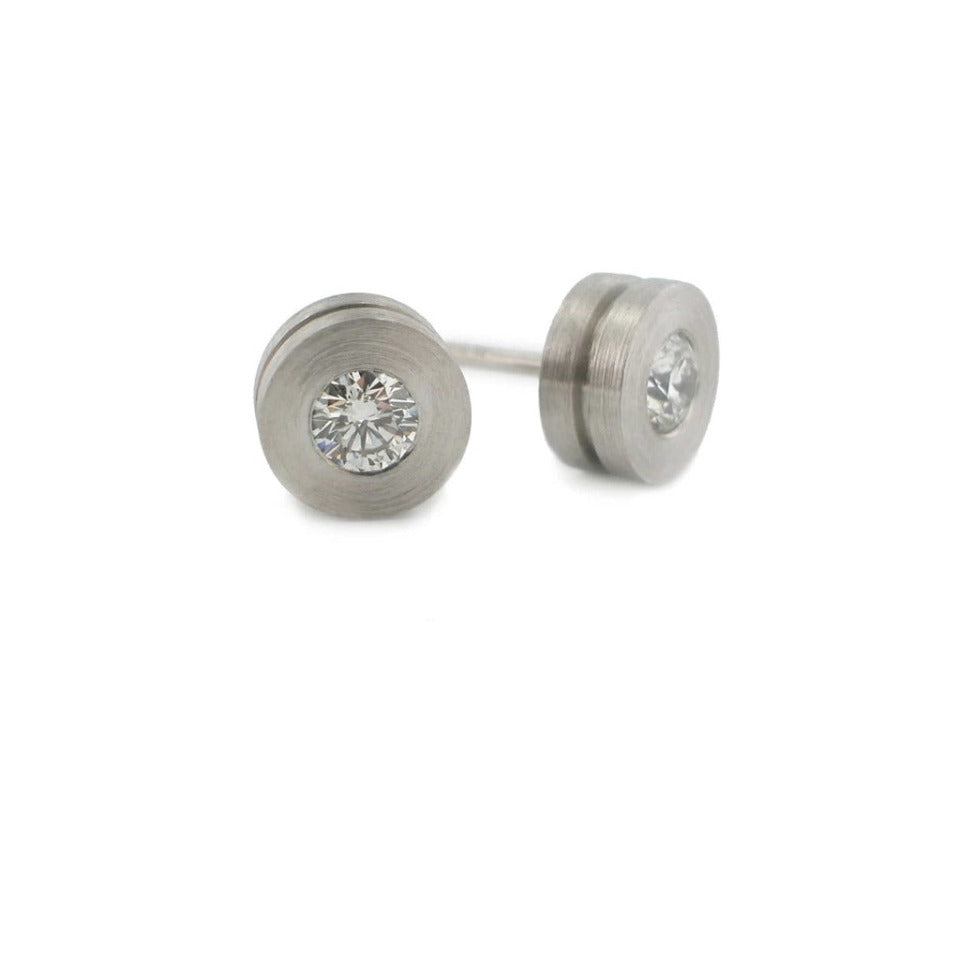 Series 7 - Torno | Stud Earring, Platinum + Diamond