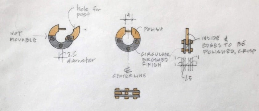 Small Industrial Hoop Earring #1 with Tube Rivets in Platinum, 18k + Diamonds