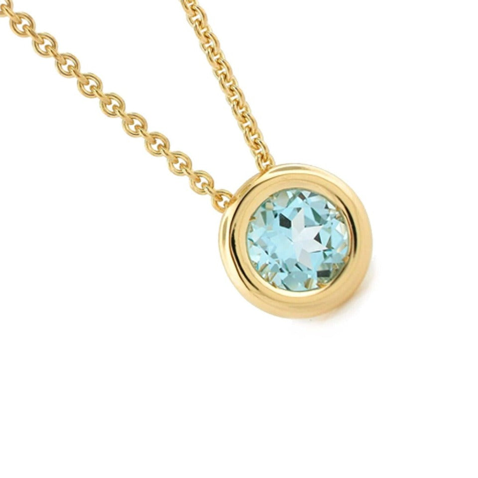 Custom Series 45 - Torus | Solitaire Pendant, 14k, + Blue Topaz