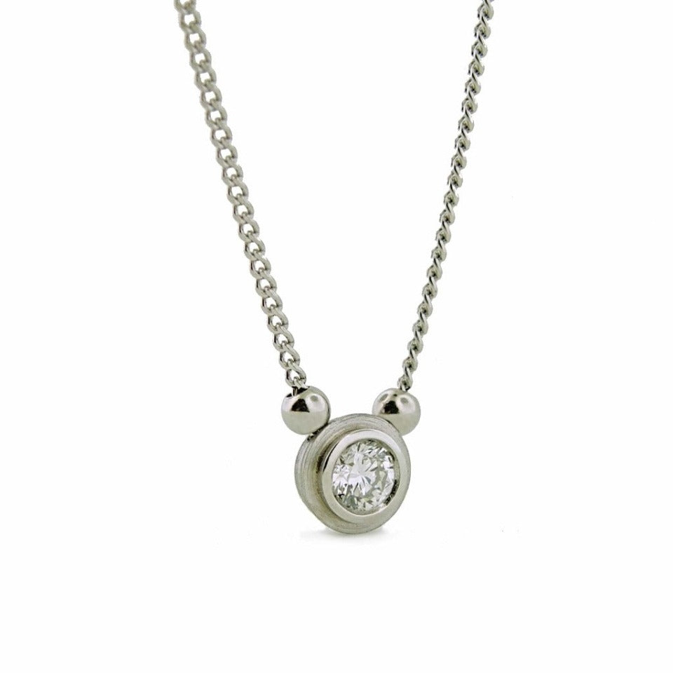 Series 8 - Simplicity | Double  Bezel, Solitaire Pendant in Platinum, Beads + .15 ct. Diamond