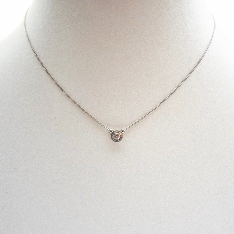 Series 8 - Simplicity | Double  Bezel, Solitaire Pendant in Platinum, Beads + .15 ct. Diamond