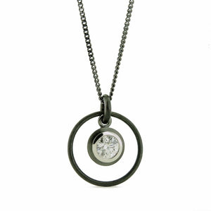 Series 8 - Simplicity | Bezel Set Pendant with Circle in Blackened 18k + Diamond
