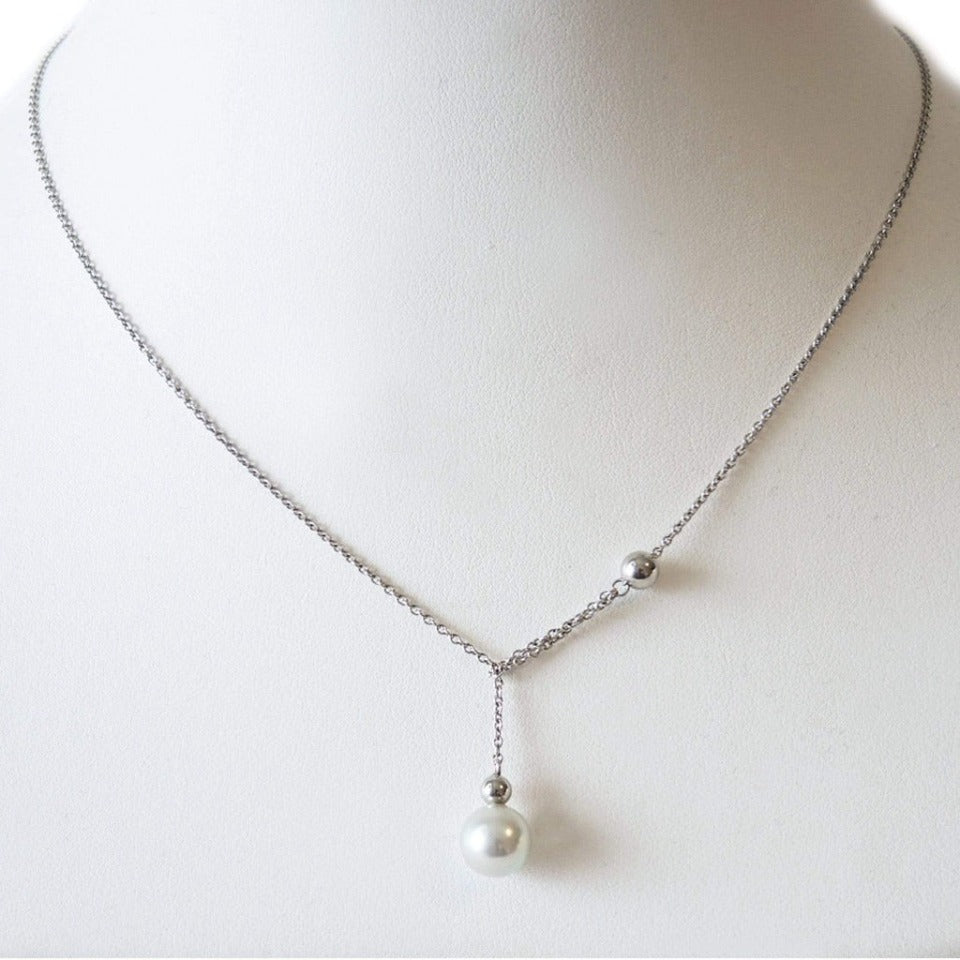 Series 26 - Pearl | Lariat Pendant in Platinum with Beads