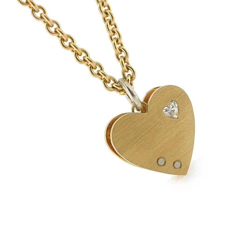 Series 13 - City Heart | Pendant, 18k, Plat., Rivets + Diamond (MD)