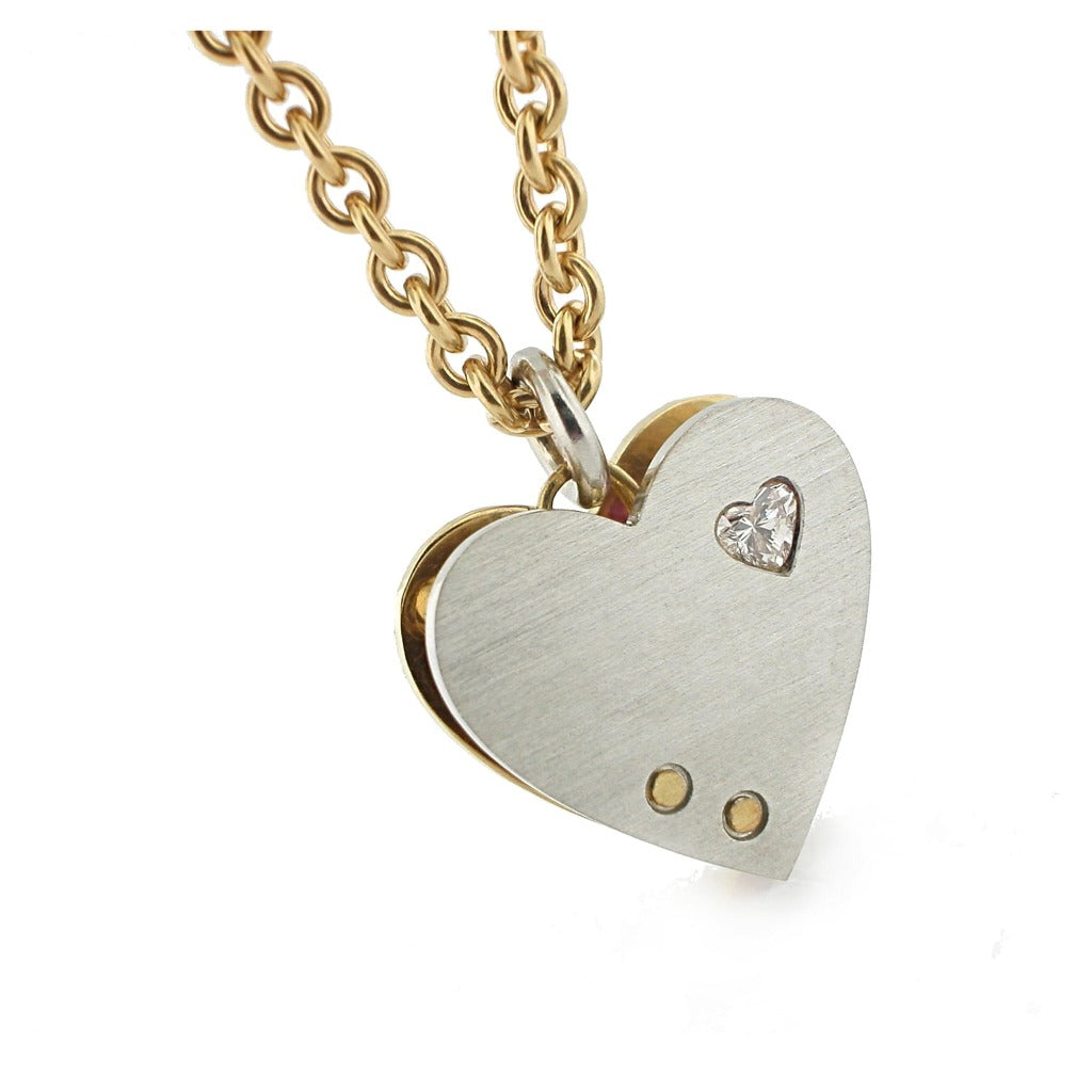 Series 13 - City Heart | Pendant, Plat.,18k, Rivets, Diamond+ Ruby (MD)