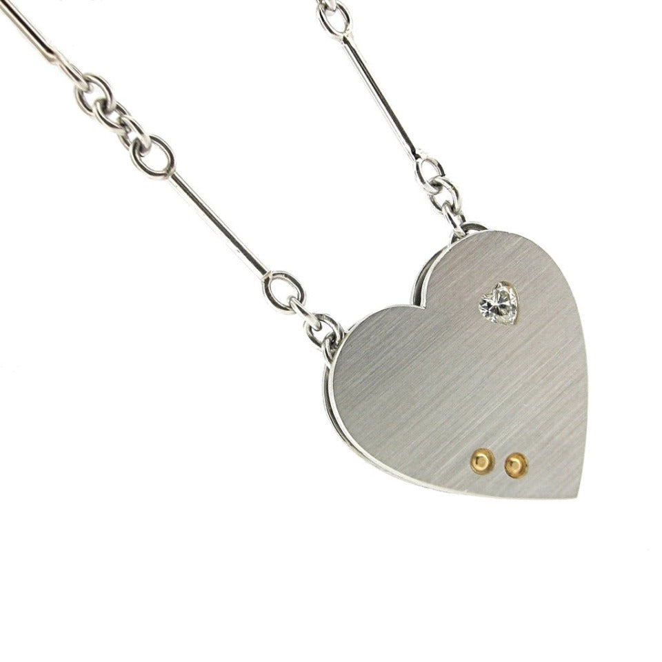 Series 13 - City Heart | Pendant, Platinum, 18k Rivets + Diamond (HUGE)