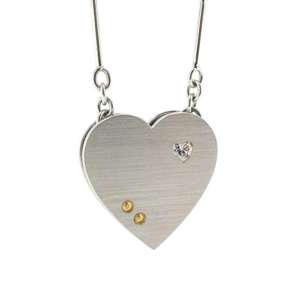 Series 13 - City Heart | Pendant, Platinum, 18k Rivets + Diamond (HUGE)