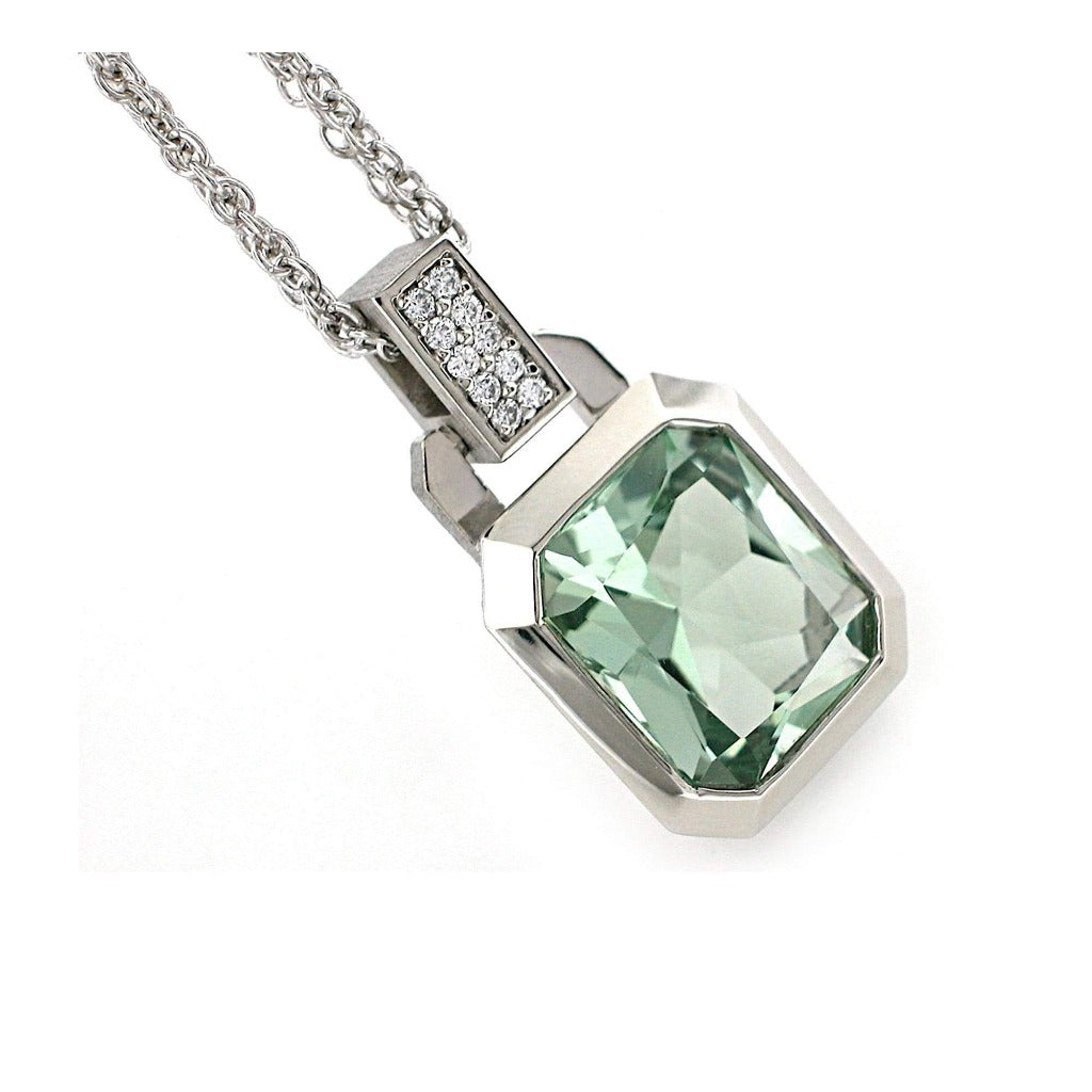 Series 20 - Oblique Grand | Pendant, Pd. + 12 x 10 mm Quartz or Topaz + Dia.