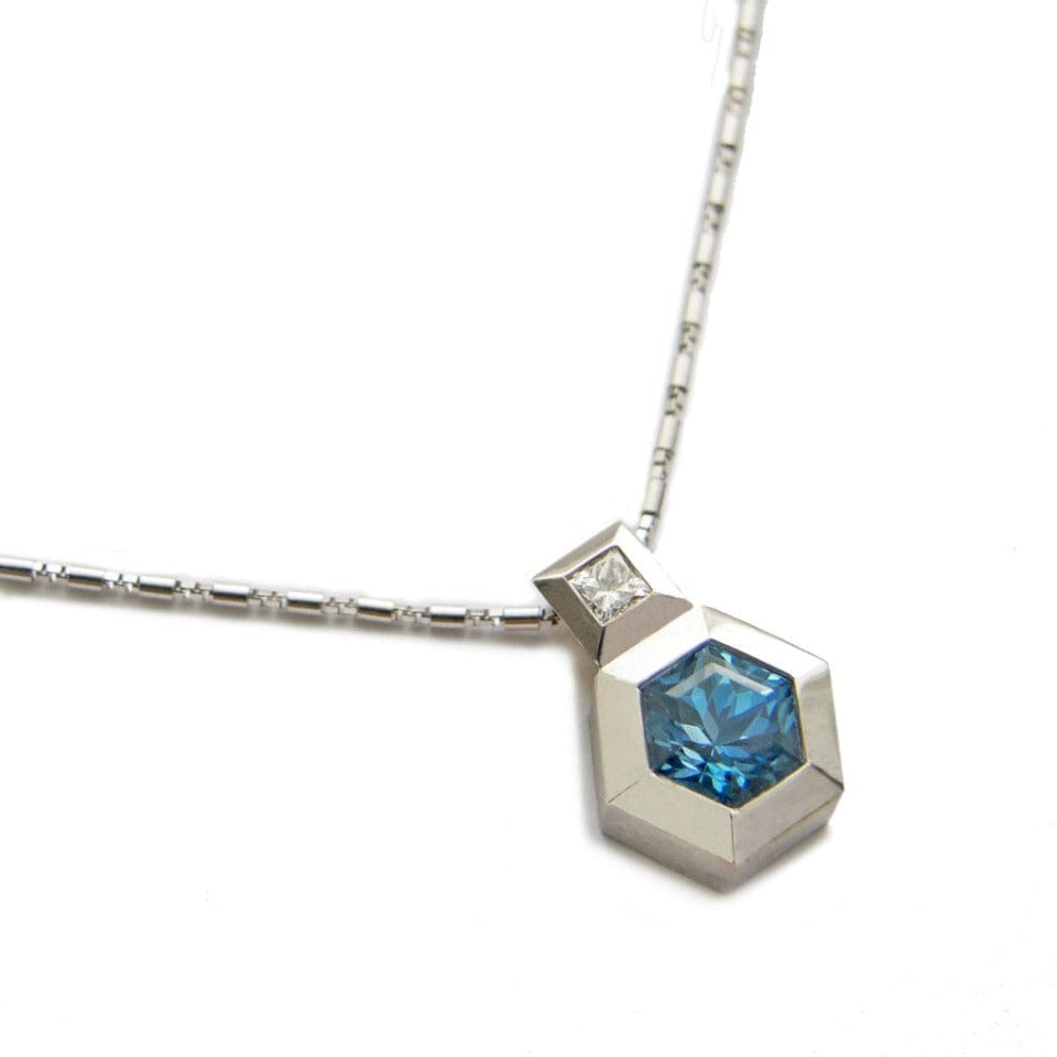 Series 27 - Hex | Pendant, 18k White Gold, Aquamarine, Diamond