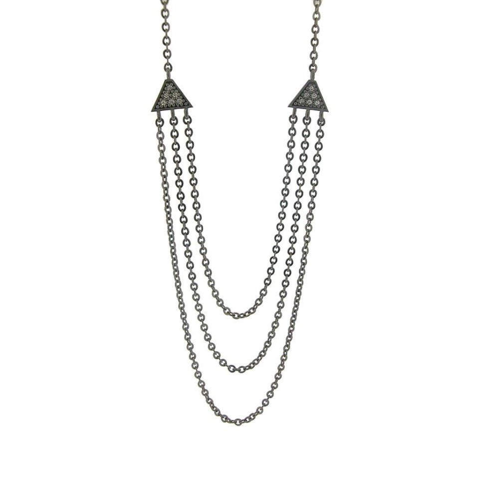 Series 40 - Tri | Necklace, Blackened Silver + .10 tcw. Diamond